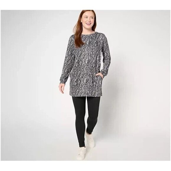 Stan Herman Sweater Knit Tunic & Legging Lounge Set Ebony 2X A652744 - Picture 1 of 1